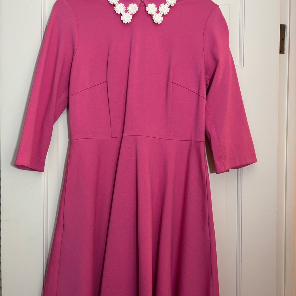 Kate Spade Pink A-Line Dress with Cuffed Sleeves and Peter Pan Collar